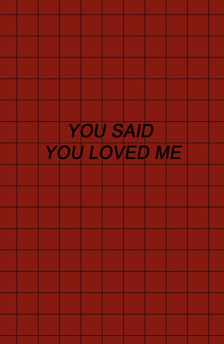 Red Grunge 桌布 壁紙 — 粗體黑色文字顯示「你說你愛我」，居中在深紅色網格背景上。