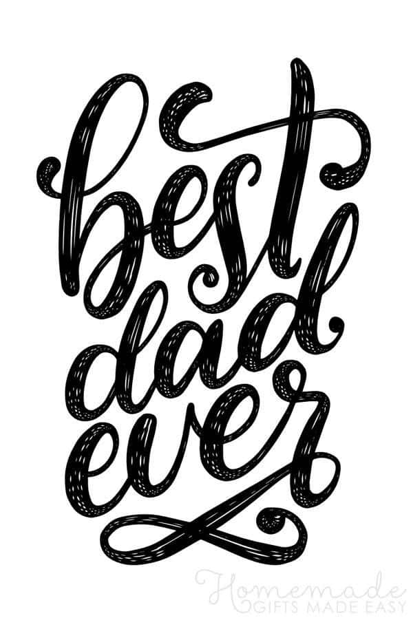 Fathers Day 桌布 壁紙 — 粗體黑色書法文字寫著「最好的爸爸」，帶有裝飾性漩渦，背景為潔白。