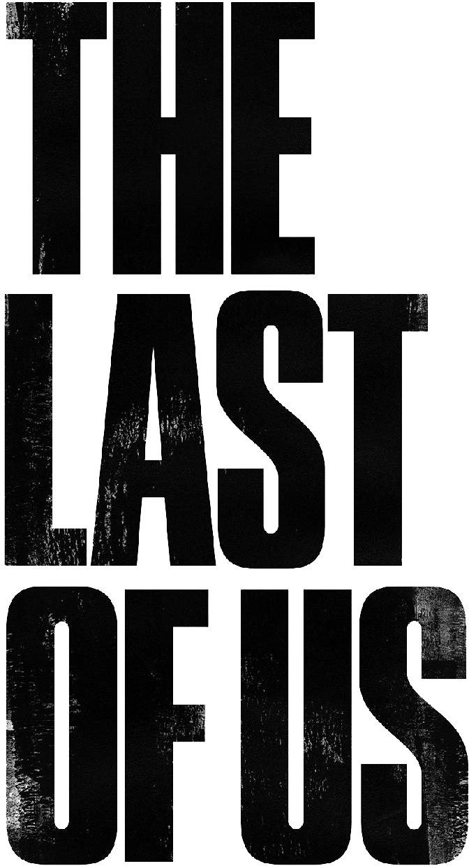 最後生還者 桌布 壁紙 — 粗體黑色磨損文字在純白背景上寫著「THE LAST OF US」。