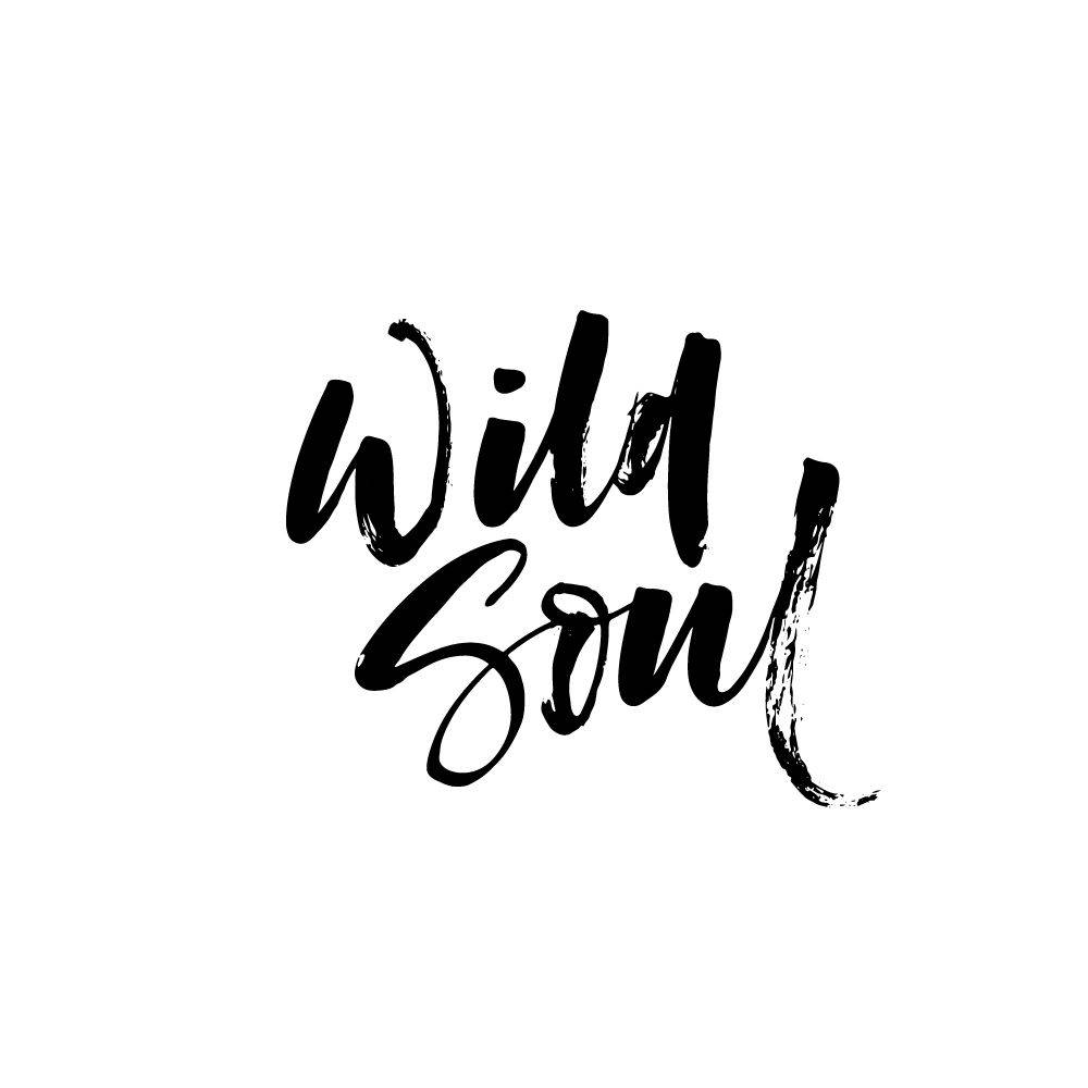 Plain White 桌布 壁紙 — 粗體黑色筆觸字體在純白背景上拼出 'Wild Soul'，帶有表現力紋理。