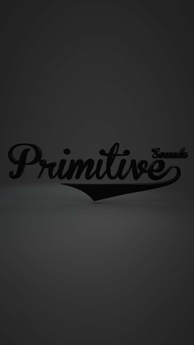 Primitive 桌布 壁紙 — 粗體黑色草書文字「Primitive Sounds」在漸變灰色背景上投射出微妙的陰影。