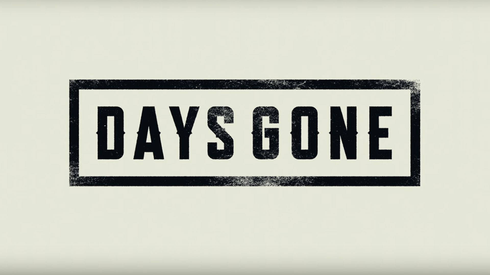 gone 桌布 壁紙 — 粗黑殘舊文字寫著 'DAYS GONE'，位於粗糙矩形邊框內，背景為淡米白色。