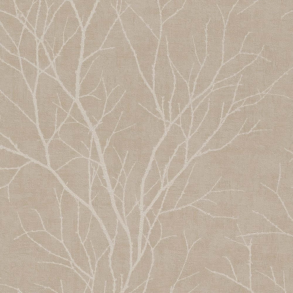 trees 桌布 壁紙 — 精緻的白色樹枝圖案蝕刻在帶有紋理的米色壁紙表面上。