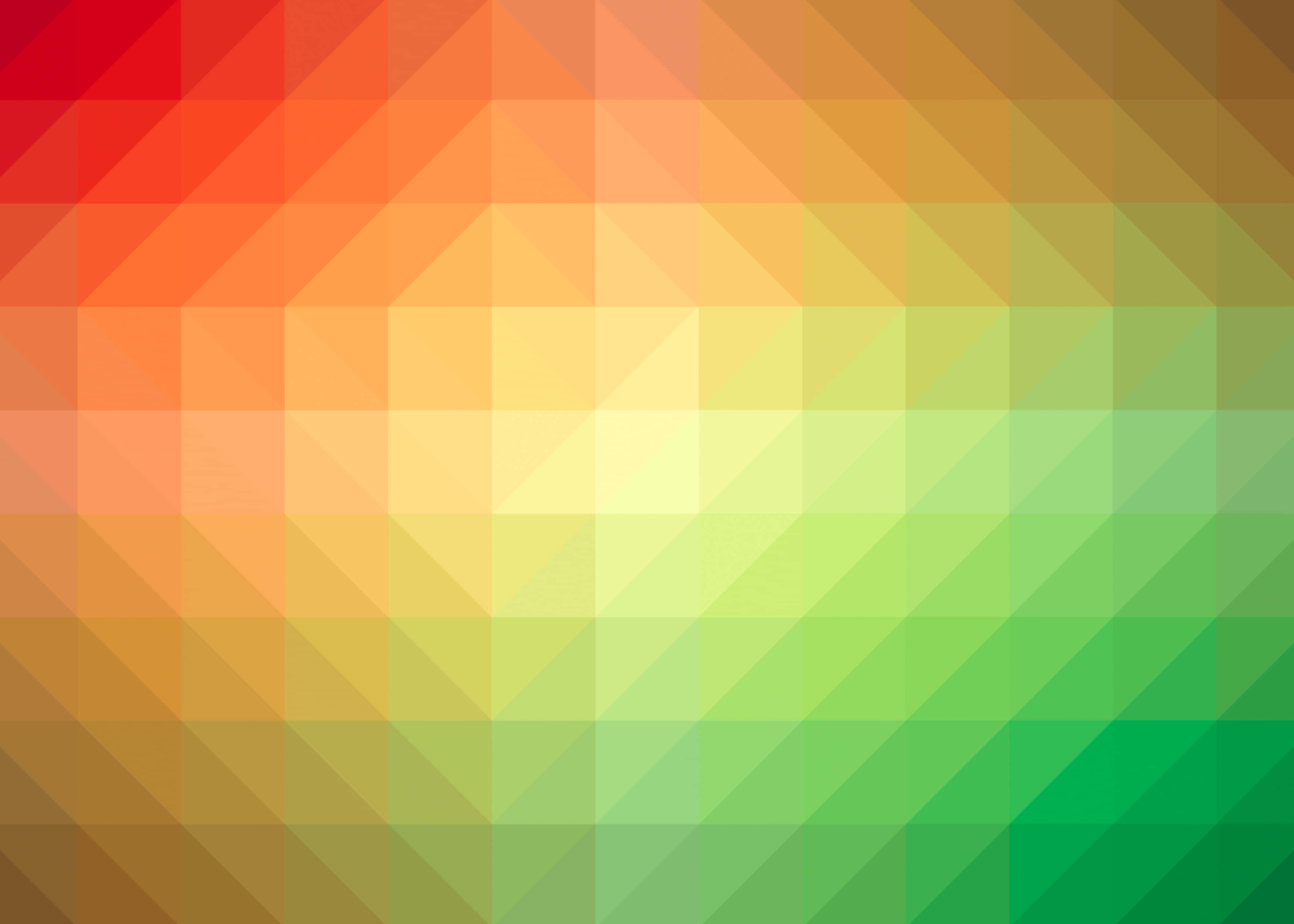 Green Geometric 桌布 壁紙 — 紅、橙、黃、綠、棕色的鮮豔漸層，呈現幾何三角形圖案。