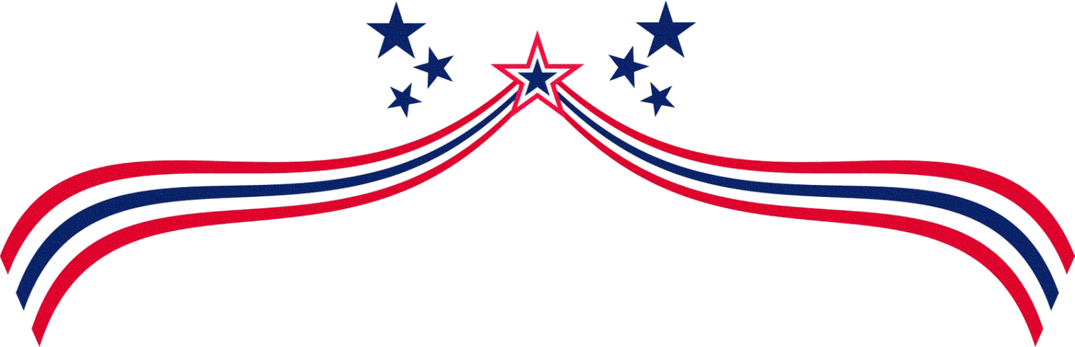 4th Of July 桌布 壁紙 — 紅、白、藍愛國絲帶橫幅，星星優雅地彎曲在潔白的背景上。