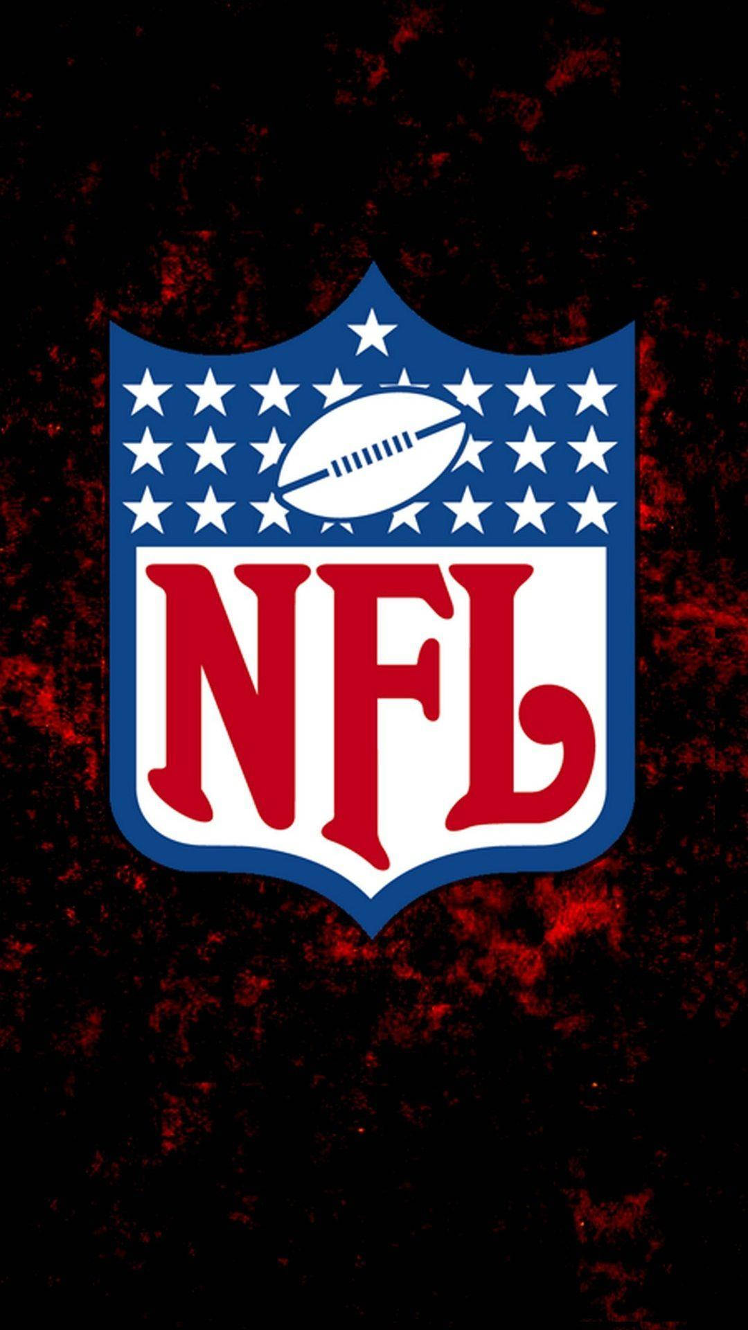 NFL 桌布 壁紙 — 紅白藍色的NFL標誌在帶有紅色潑濺效果的深色紋理背景上格外突出。