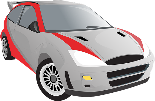 紅白賽車插圖 壁紙