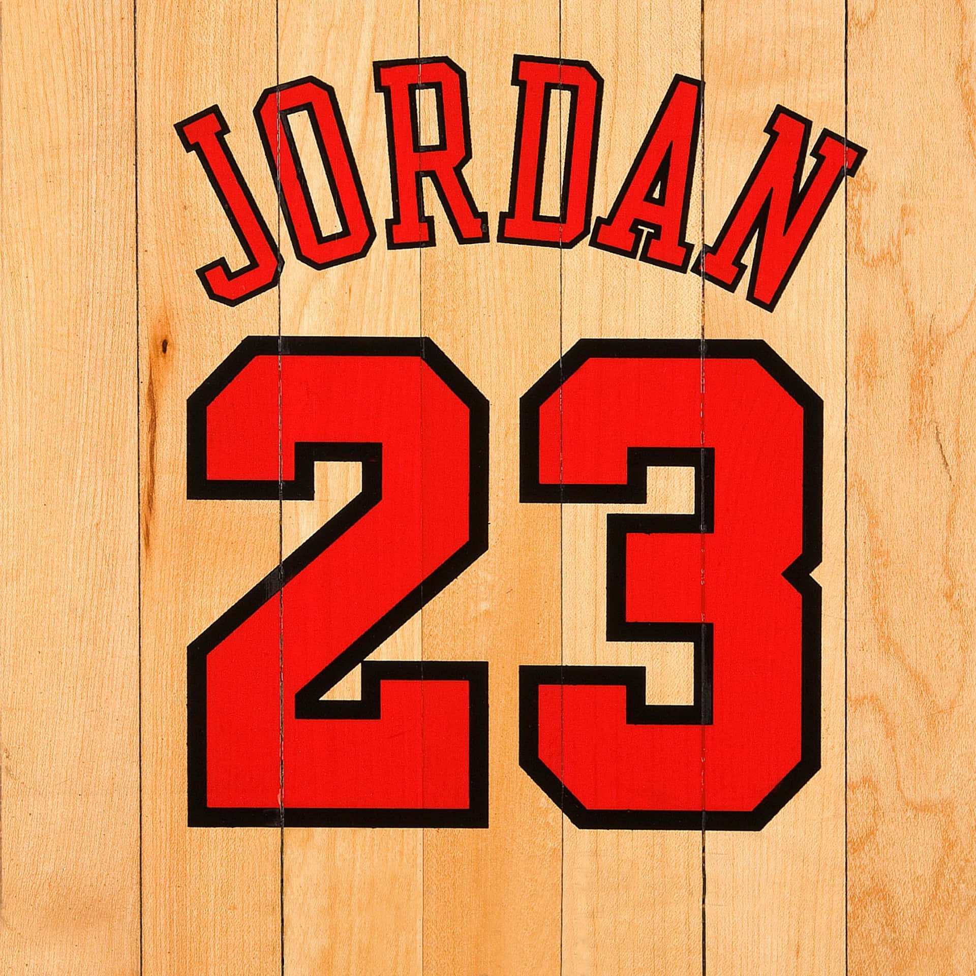 木紋背景上的紅色Jordan 23籃球球衣號碼。 — Michael B Jordan 壁紙