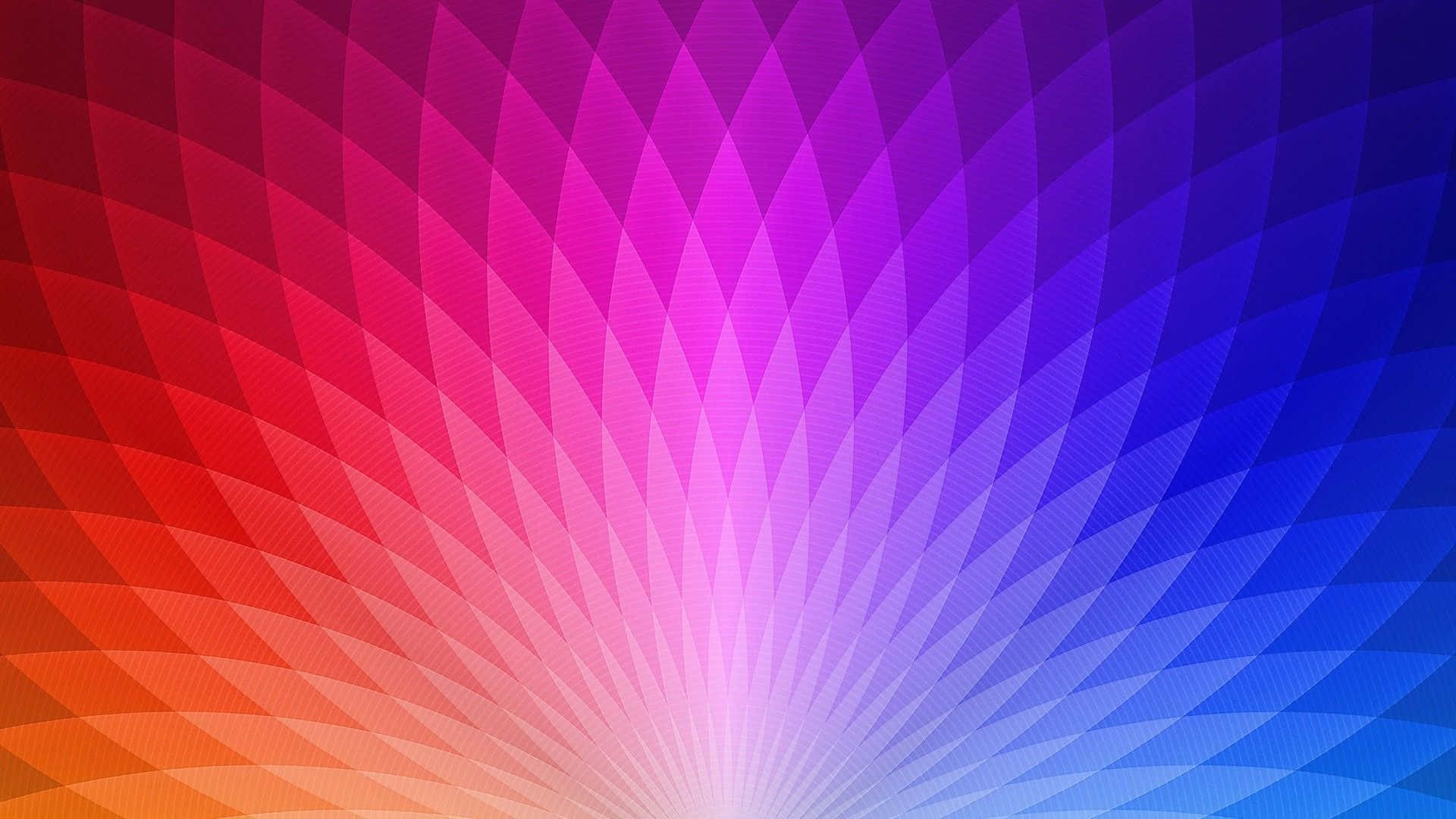 Abstract Colorful 桌布 壁紙 — 紅色、橙色、粉紅色、紫色和藍色的鮮豔徑向漸變，形成帶有幾何菱形圖案的扇形圖案。