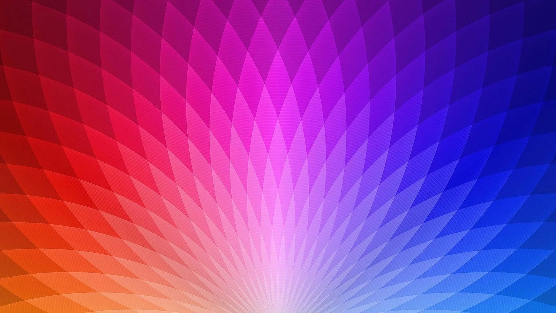 Colorful Abstract 桌布 壁紙 — 紅色、橙色、粉紅色、紫色和藍色的鮮豔徑向漸變，呈現幾何鑽石圖案。
