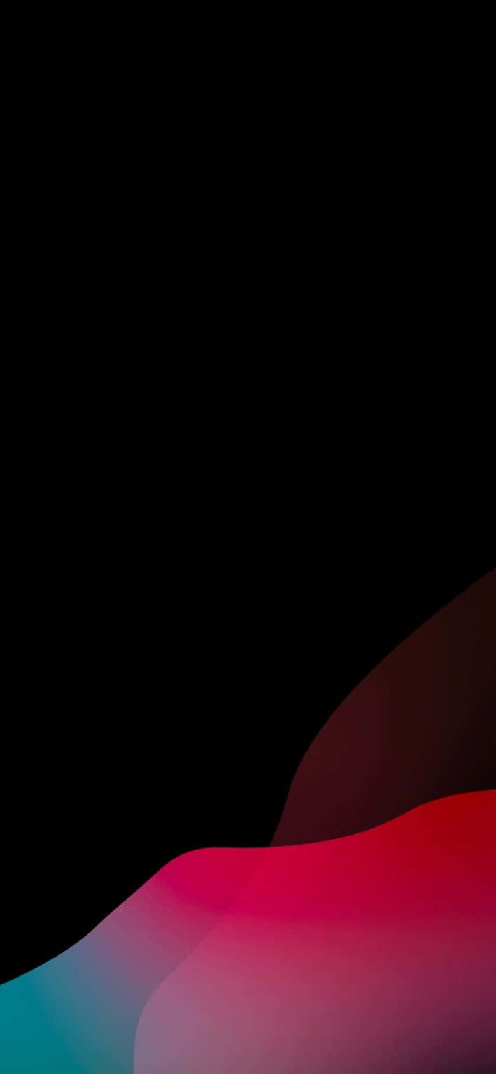 Pixel 3xl Oled 桌布 壁紙 — 紅色、粉紅色和藍綠色的抽象漸變波浪從黑色背景中浮現。