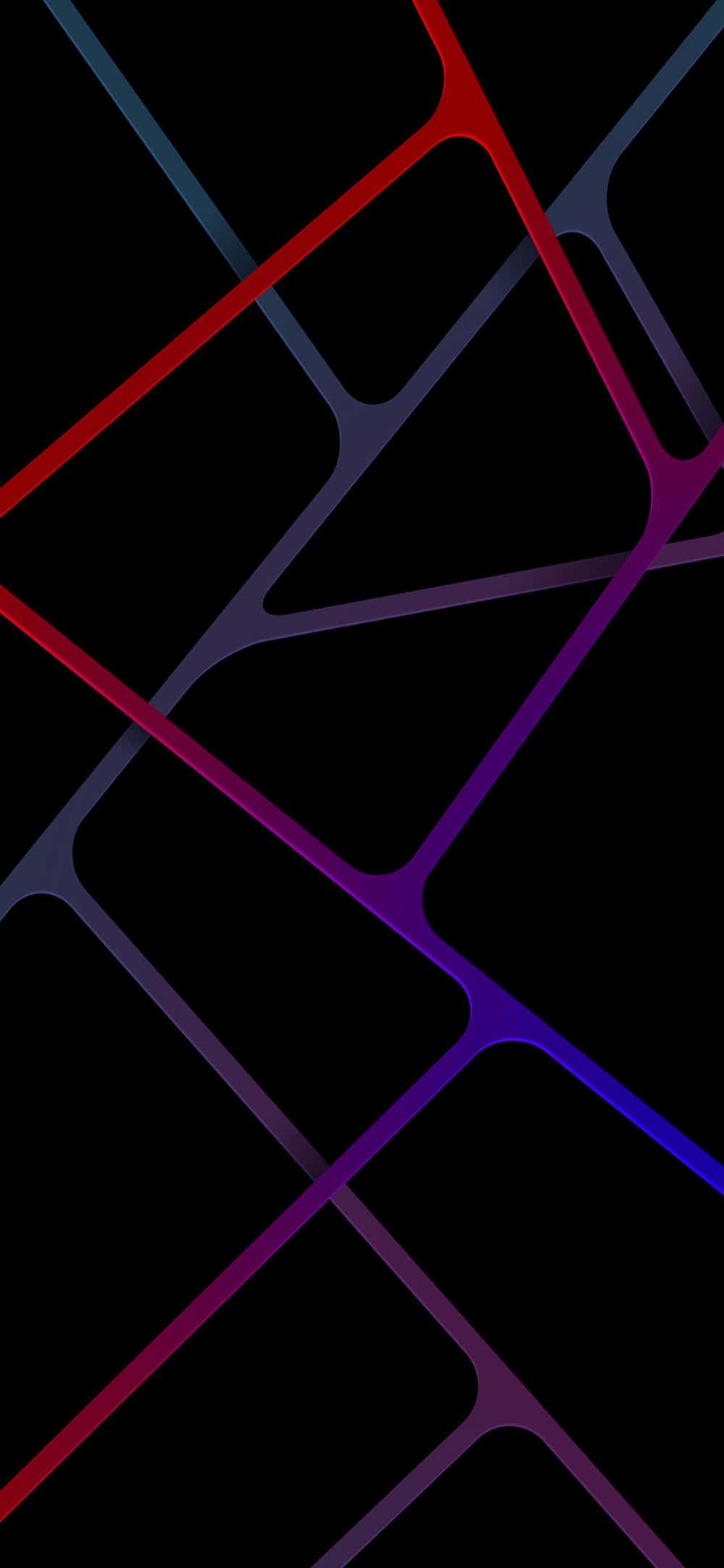 Pixel 3xl Amoled 桌布 壁紙 — 紅色、紫色和藍色的鮮豔發光線條在黑色背景上形成抽象的幾何形狀。