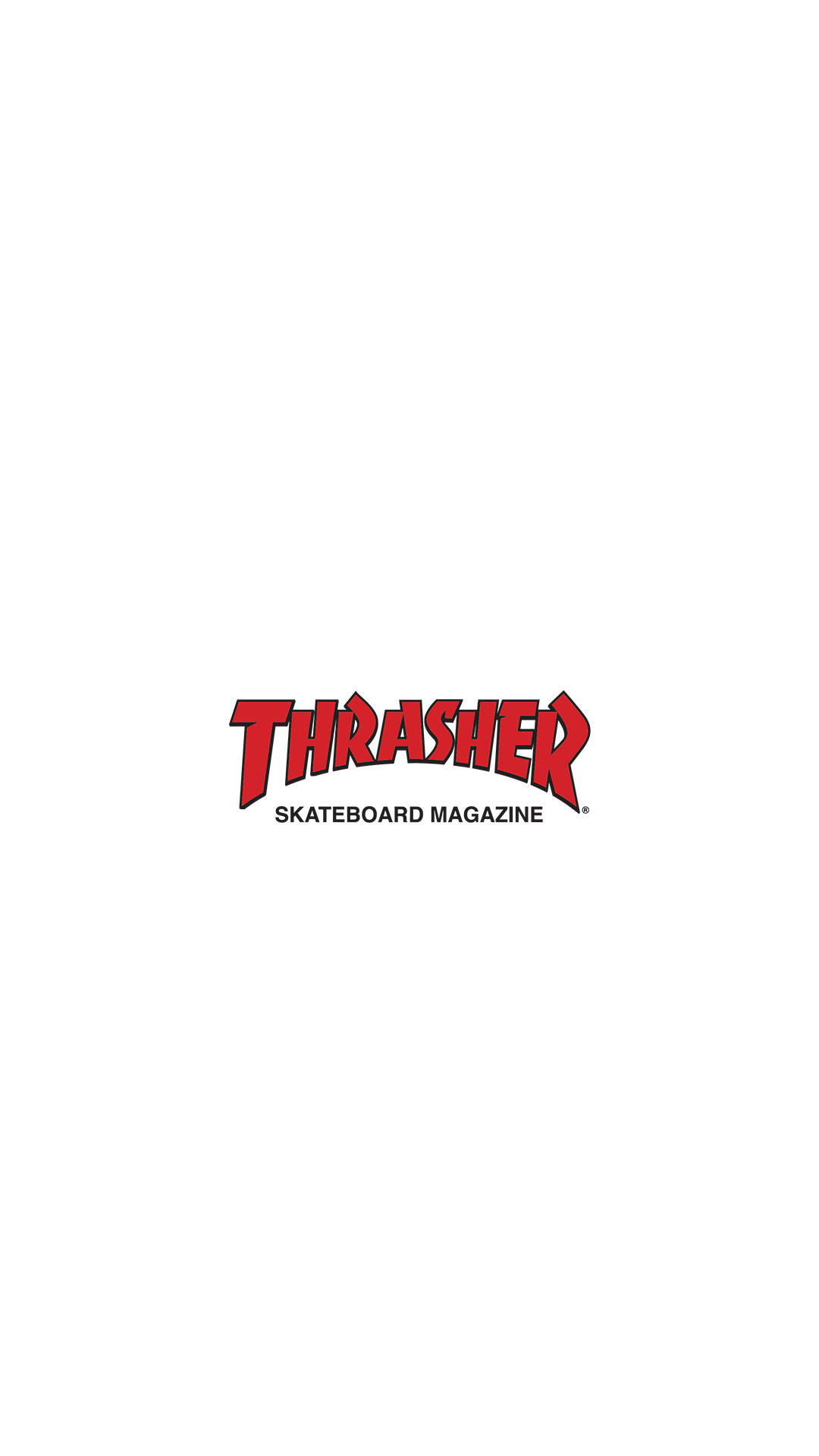 Thrasher 桌布 壁紙 — 紅色Thrasher Skateboard Magazine標誌居中於純白色背景上。