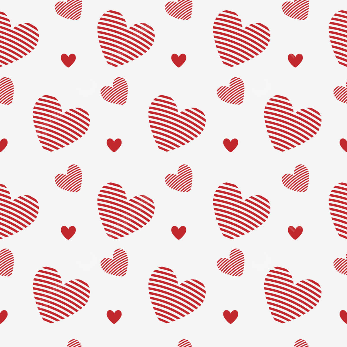 Cute Heart 桌布 壁紙 — 紅色心形圖案帶有對角線條紋，在柔和的米白色背景上以重複圖案漂浮。