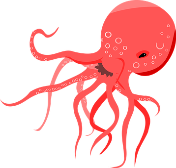 紅色章魚插畫 — 海洋 壁紙