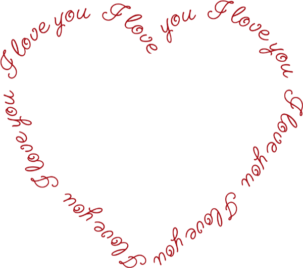 愛心 桌布 壁紙 — 紅色草書 'Love you' 文字在純白背景上形成心形。