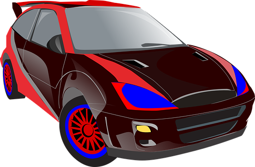 紅藍賽車插畫