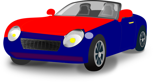 紅藍跑車插畫 壁紙