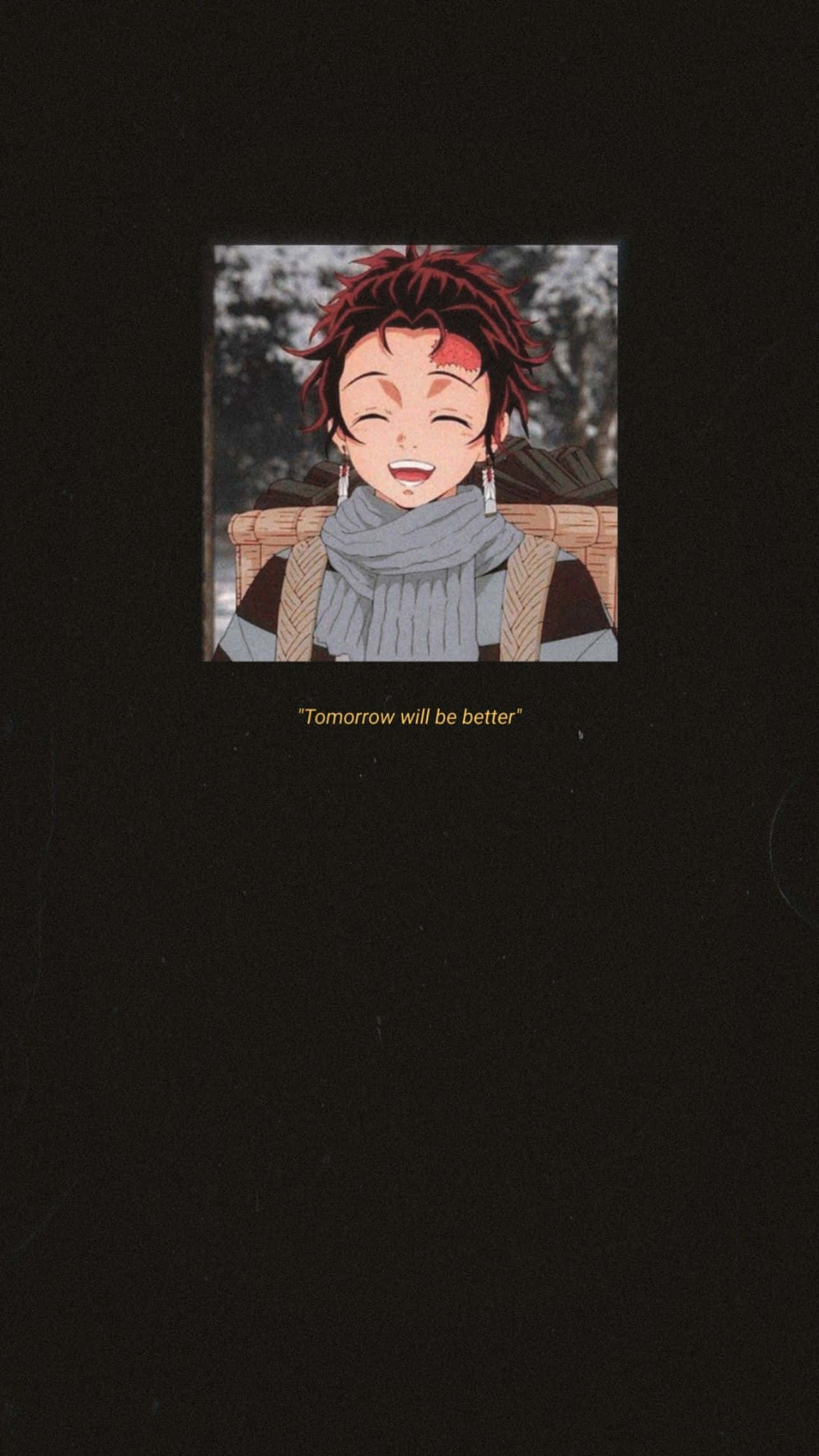 Sad Aesthetic Naruto 桌布 壁紙 — 紅髮帶疤痕的動漫角色在雪樹背景下戴著灰色圍巾溫暖微笑。