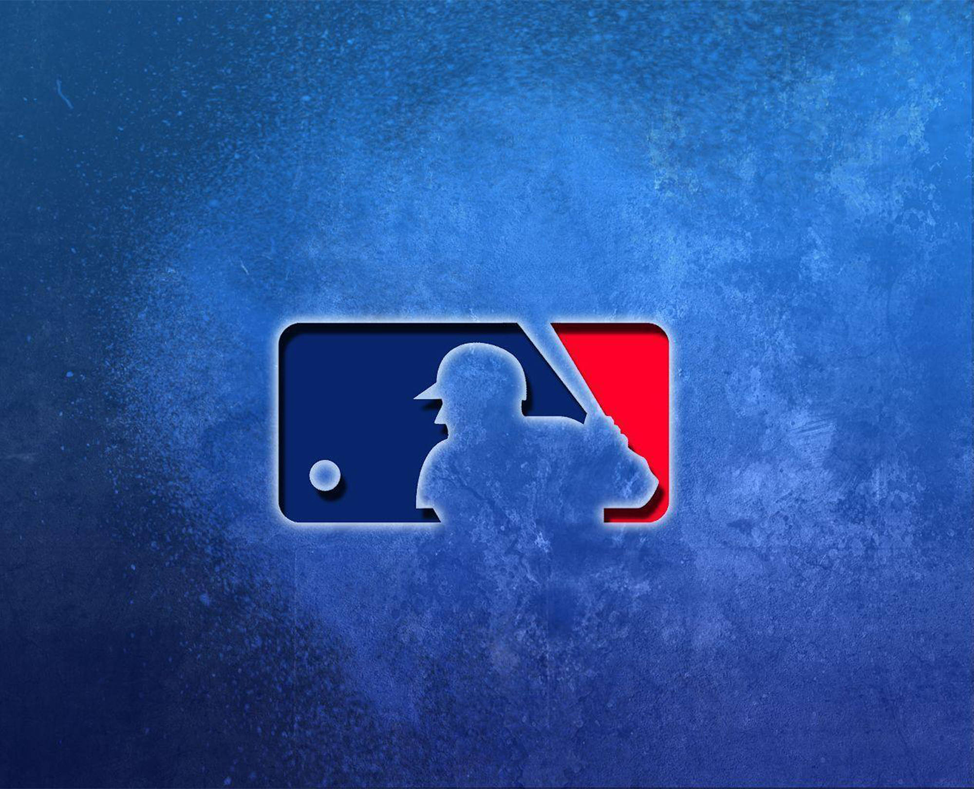 MLB 桌布 壁紙 — 紋理藍色背景上展示MLB標誌，帶有擊球手剪影和紅藍色塊。