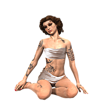 紋身女性3D模型