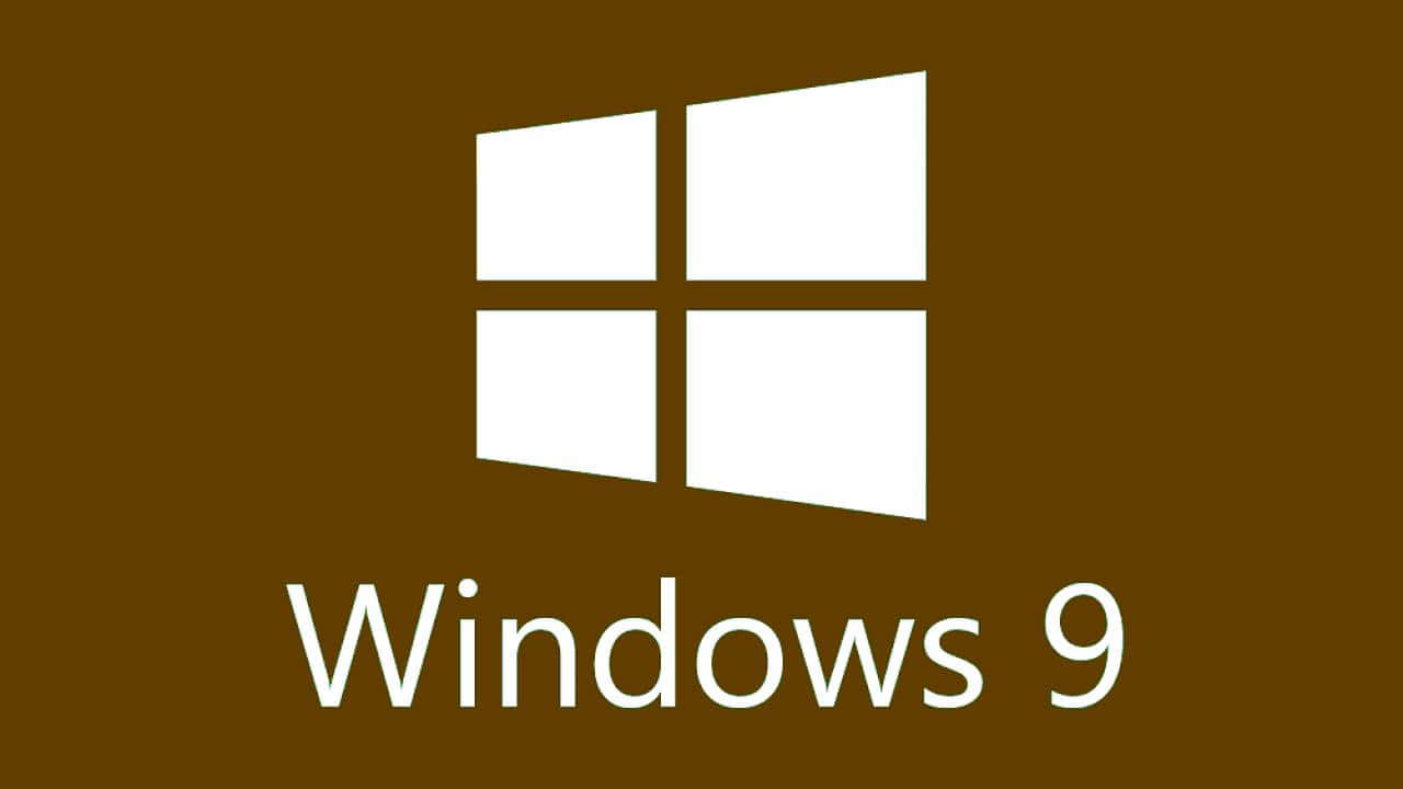 Windows Logo 桌布 壁紙 — 純棕色背景上的白色Windows 9標誌和文字。
