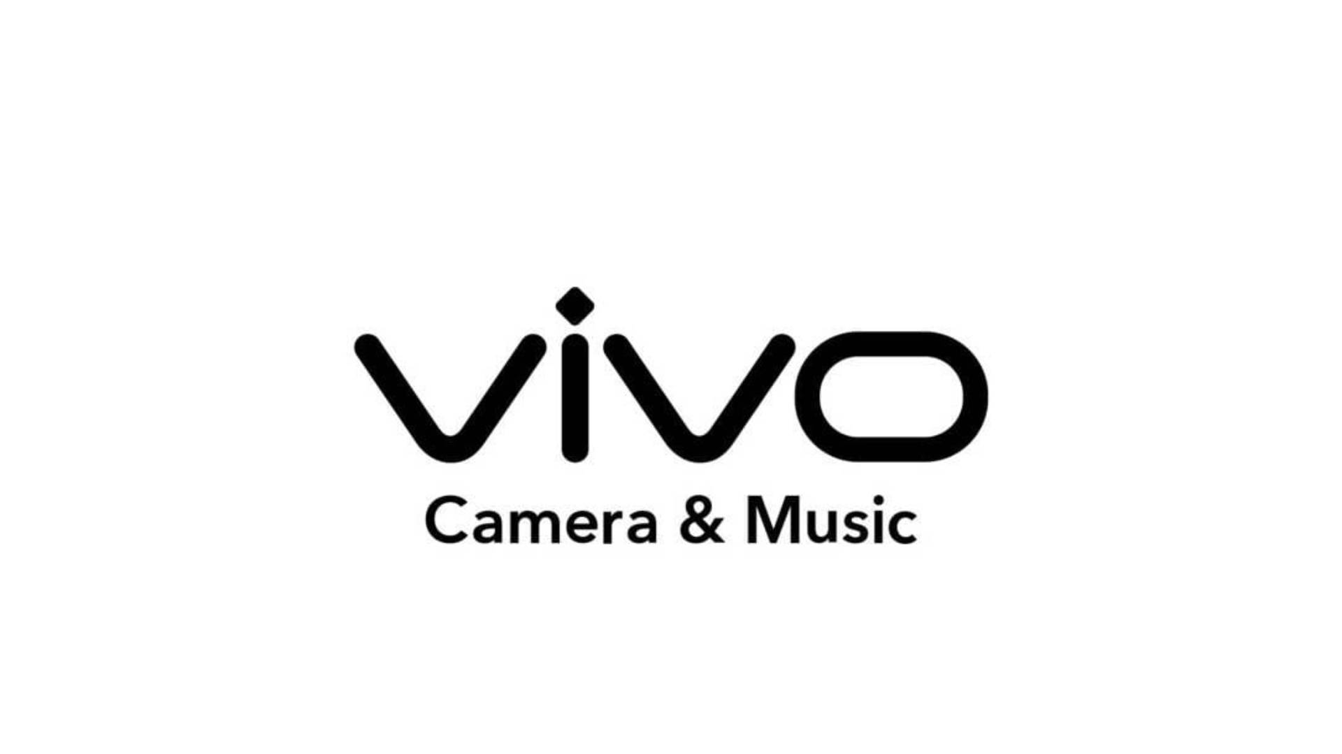 標誌 桌布 壁紙 — 純白背景上 vivo 相機與音樂的簡約黑色文字標誌。