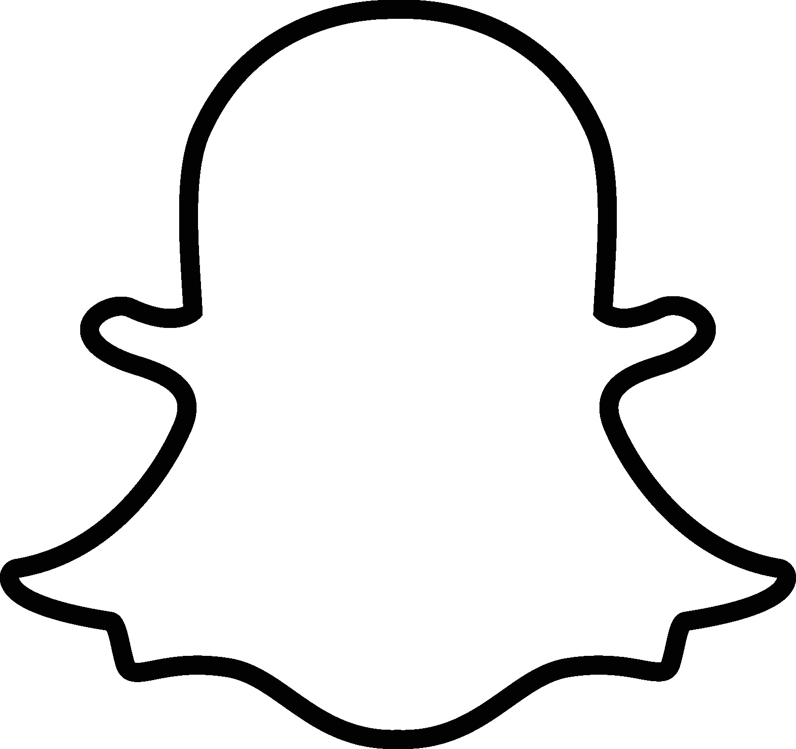 Snapchat 桌布 壁紙 — 純白背景上，一個Snapchat鬼魂標誌的極簡黑色輪廓。