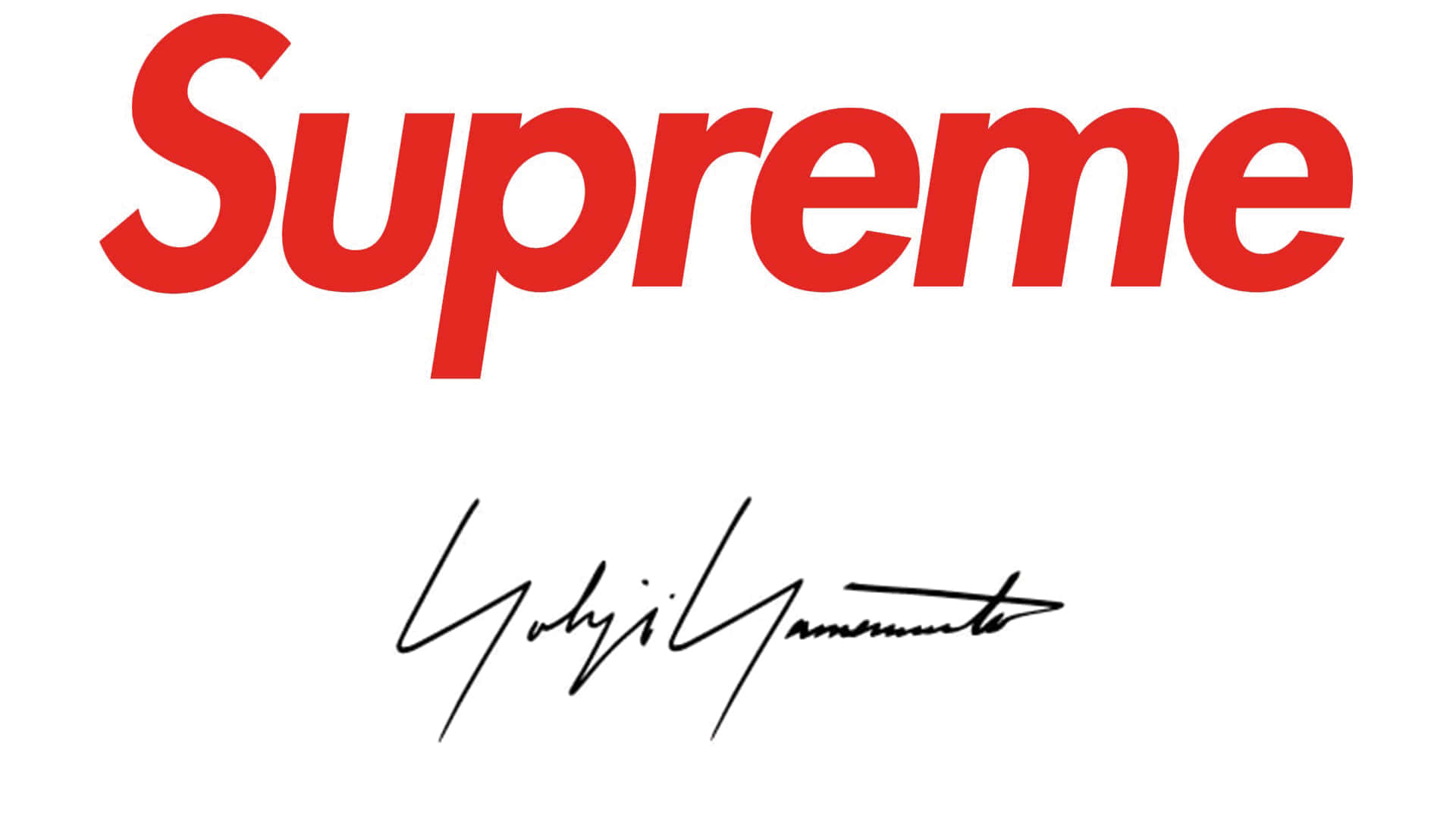 supreme 桌布 壁紙 — 純白背景上，下方帶有黑色簽名的醒目紅色Supreme標誌。