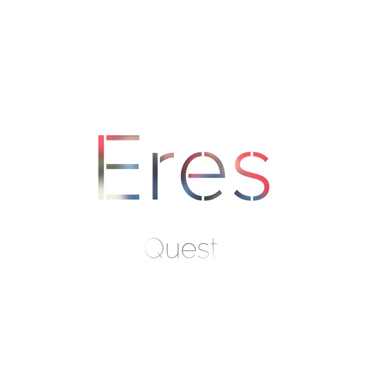 品牌 桌布 壁紙 — 純白色背景上，Eres 一字以漸變紅藍字體呈現，下方為 Quest。