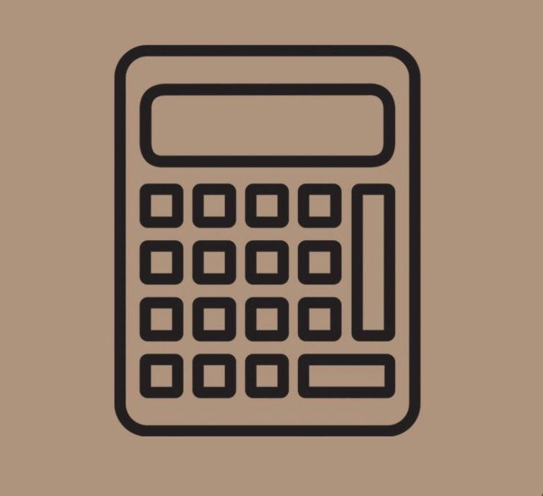 計算機 桌布 壁紙 — 純米色背景上計算機的極簡黑色線條圖示。
