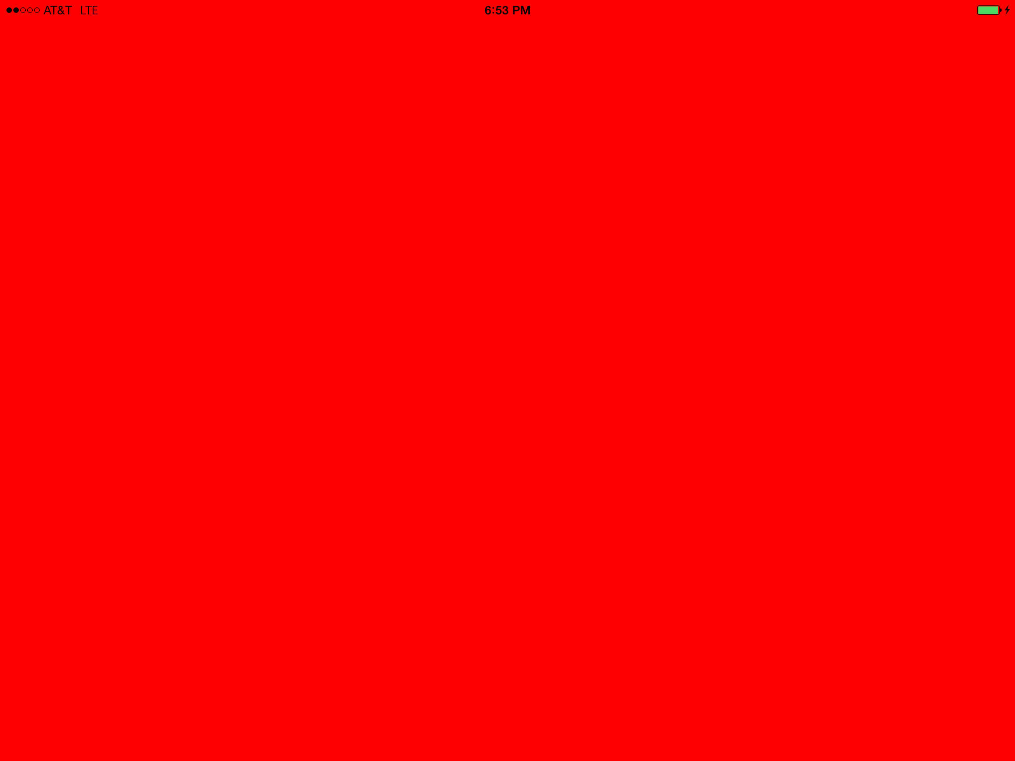 Plain Color 桌布 壁紙 — 純紅色手機螢幕，顯示時間和電信業者狀態為下午6:53。