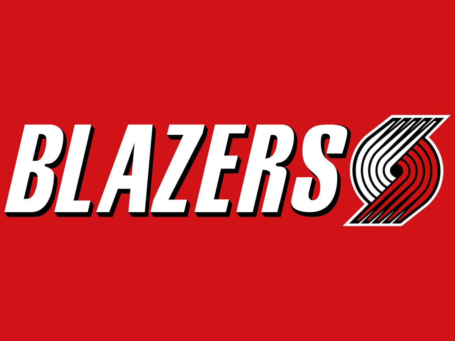 Trail 桌布 壁紙 — 純紅色背景上，粗體白色 'BLAZERS' 文字搭配標誌性標誌。