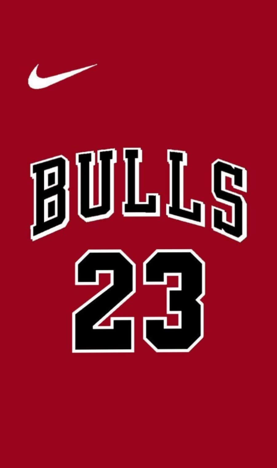芝加哥公牛 桌布 壁紙 — 純紅色背景上粗體黑白 'BULLS 23' 文字及 Nike 勾號。