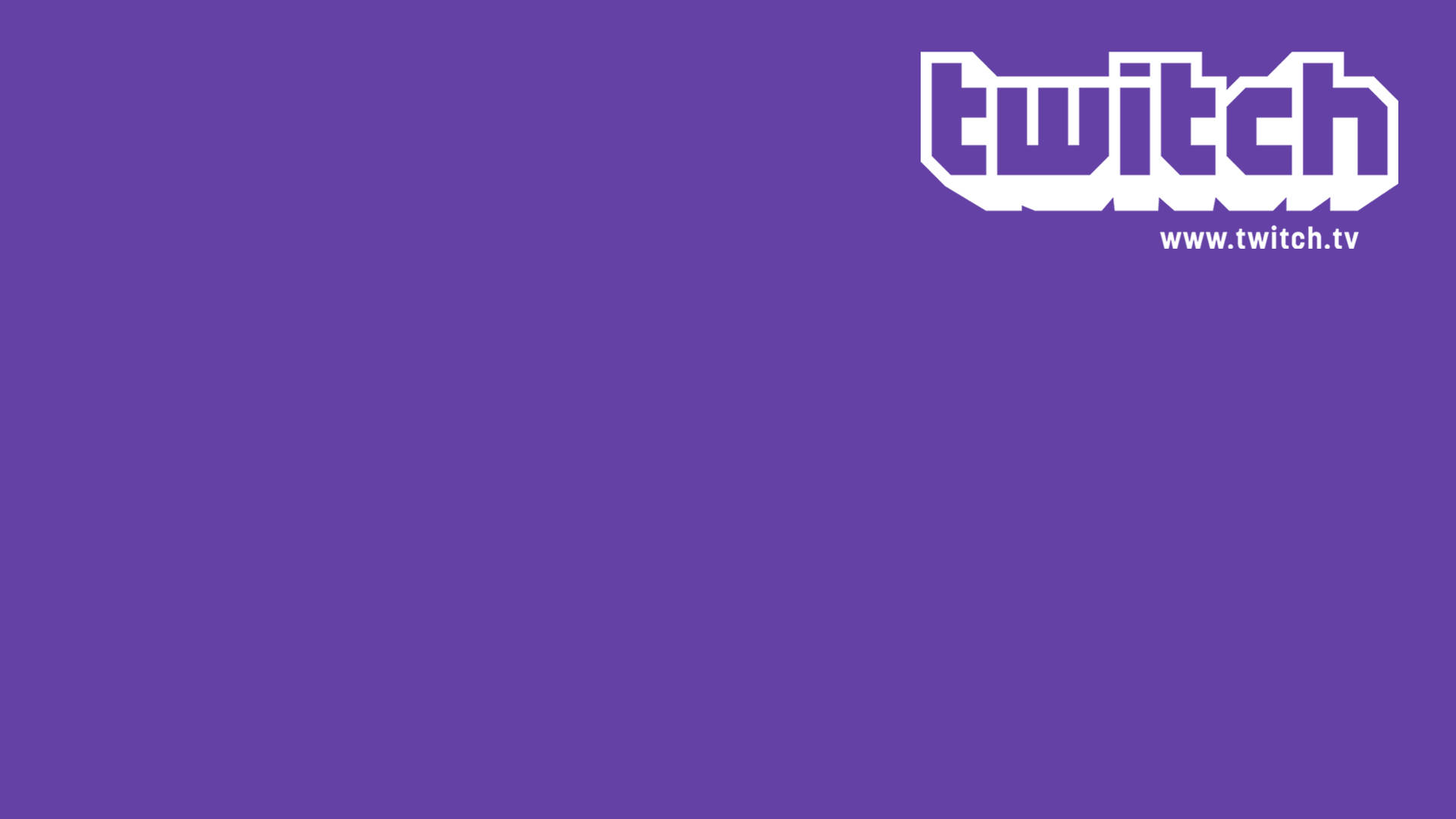 Twitch 桌布 壁紙 — 純紫色背景，右上角有白色 Twitch 標誌和網站文字。