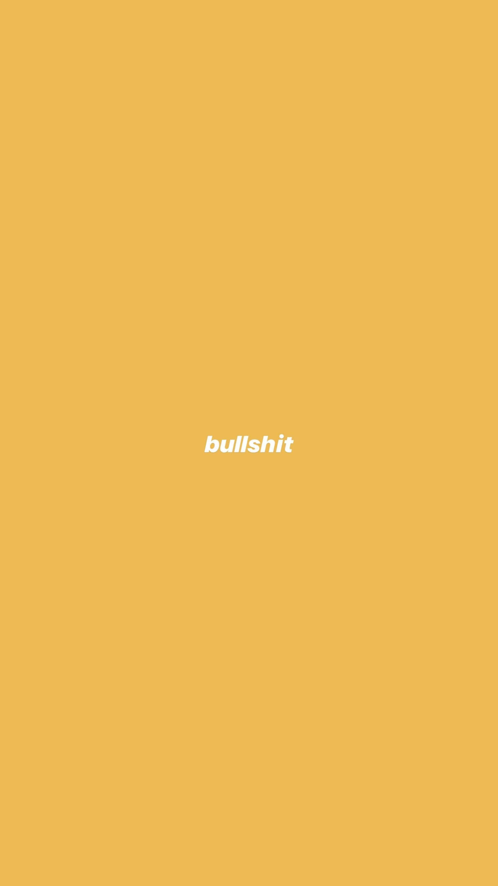 Aesthetic Mood 桌布 壁紙 — 純芥末黃色背景，中央有白色小寫文字 bullshit。