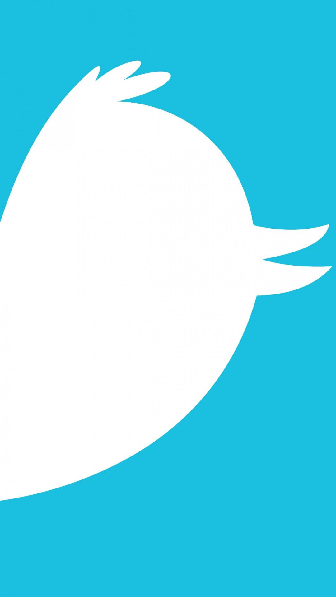 Twitter 桌布 壁紙 — 純青色背景上的極簡白色鳥類剪影。