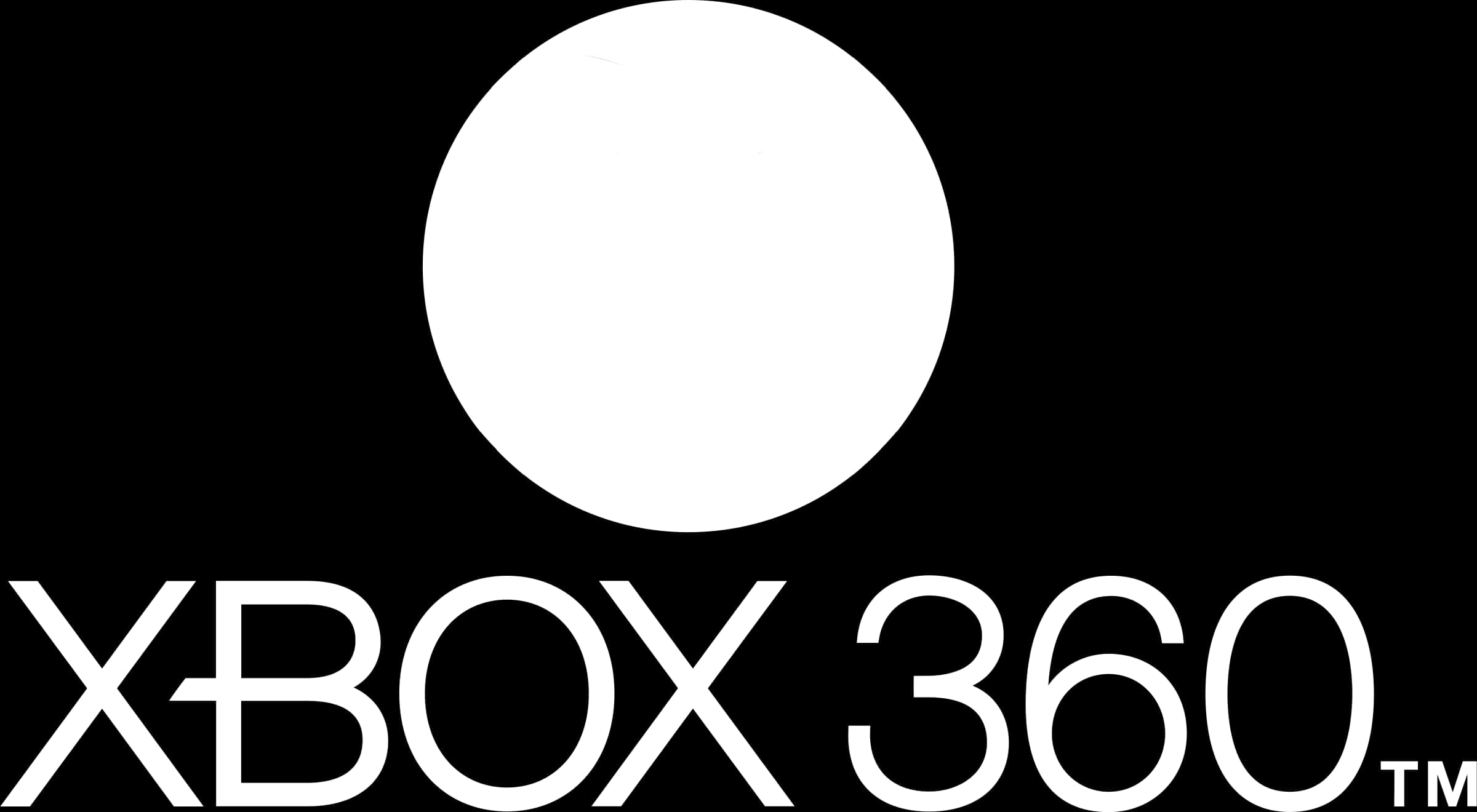 Xbox 桌布 壁紙 — 純黑背景上，白色大膽的Xbox 360標誌及圓形徽章。