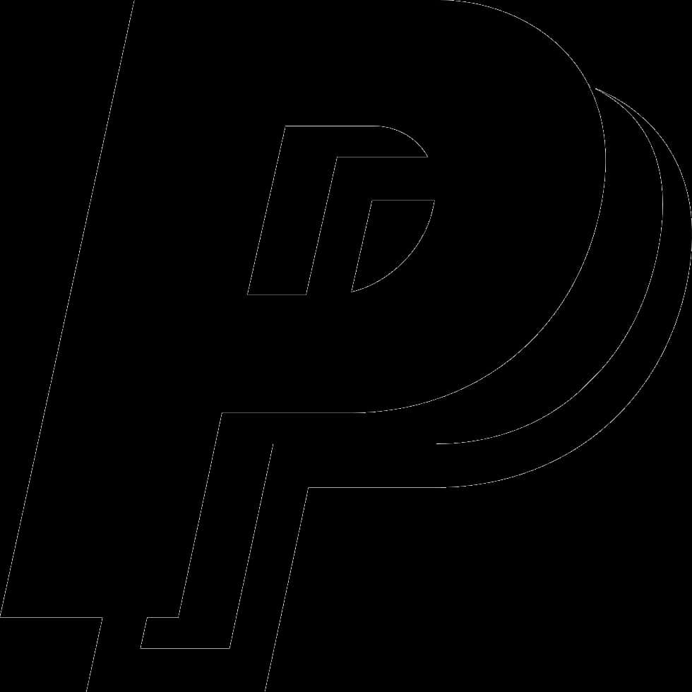 Paypal Logo 桌布 壁紙 — 純黑色背景上，字母P的極簡白色輪廓。