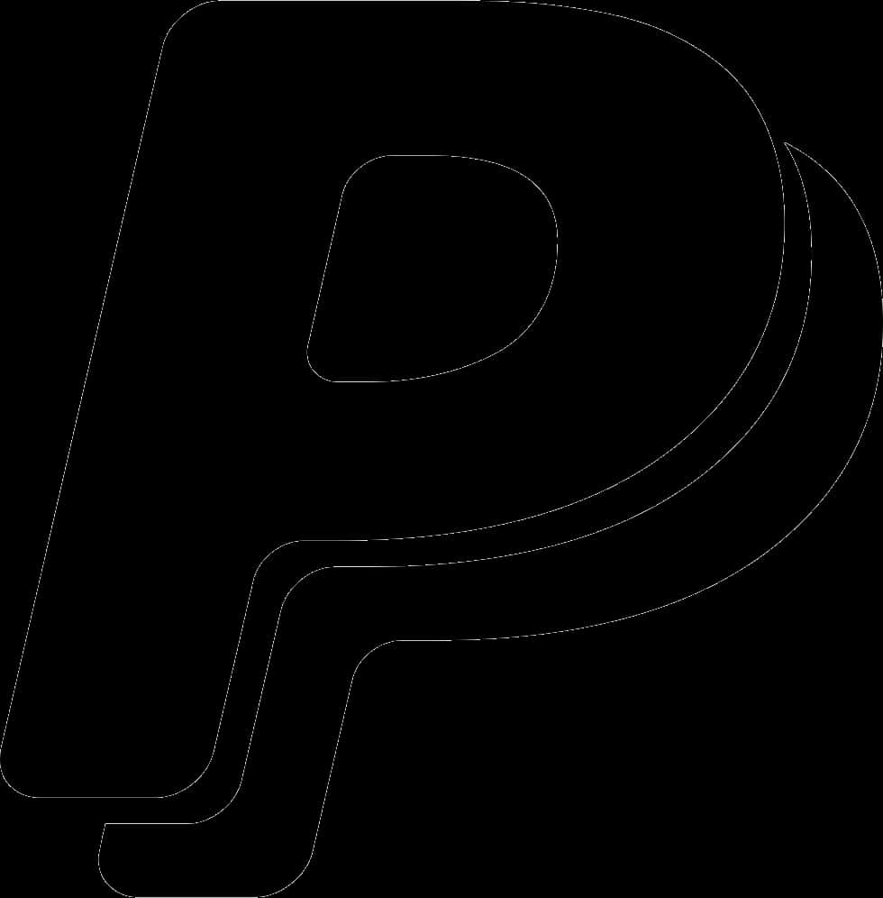 Paypal Logo 桌布 壁紙 — 純黑色背景上，字母P的極簡白色輪廓。
