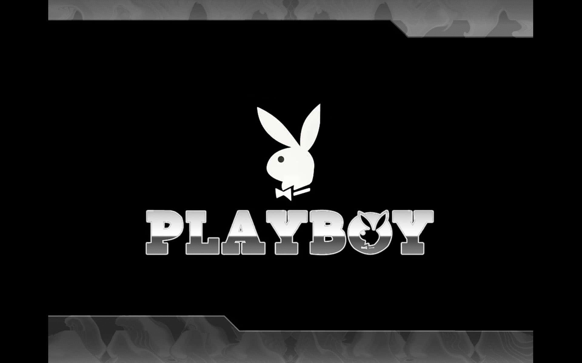 花花公子 桌布 壁紙 — 純黑色背景上，標誌性的白色Playboy兔子標誌和帶有微妙漸變效果的粗體銀色文字。