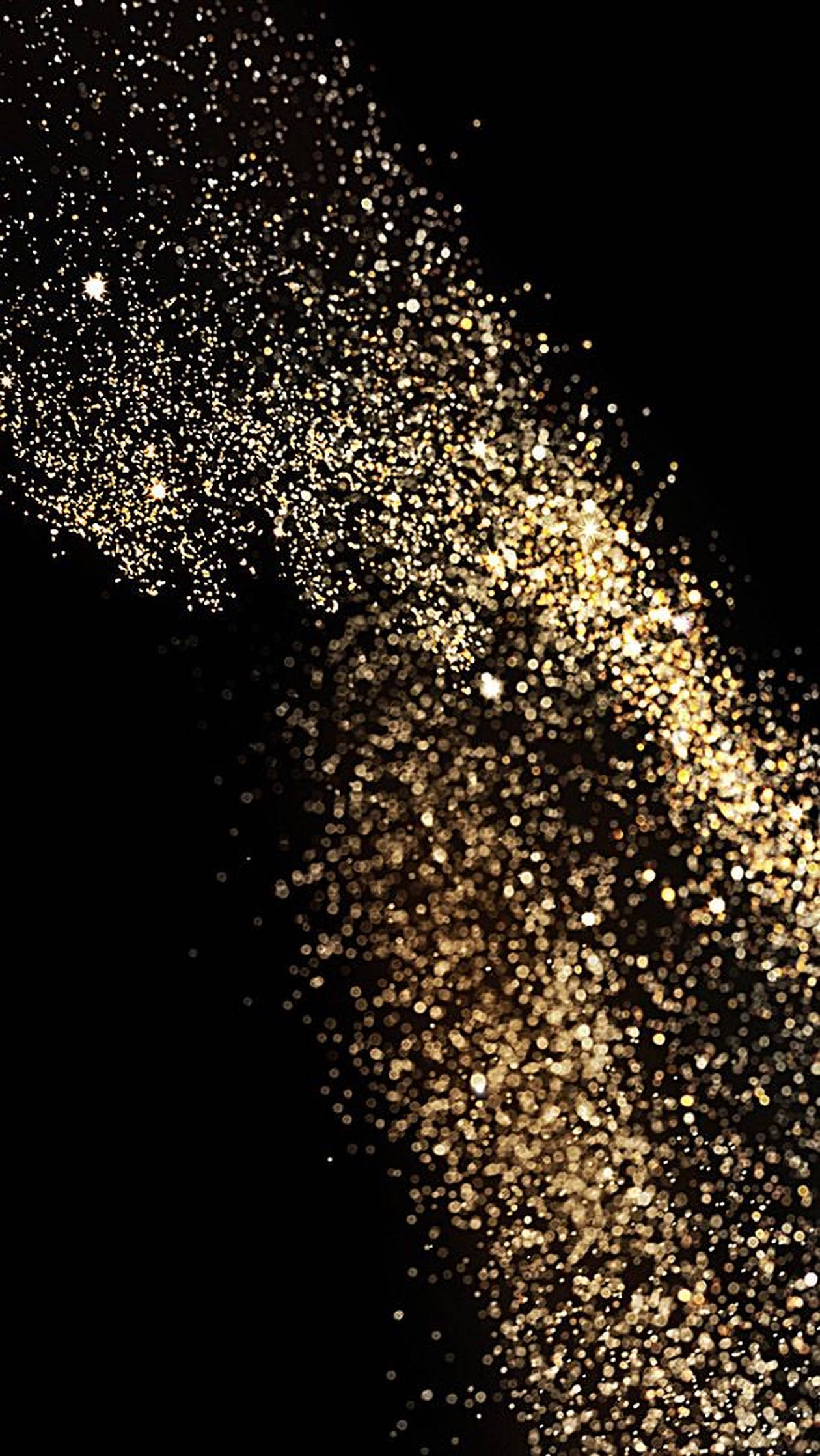Dust 桌布 壁紙 — 純黑色背景上，閃爍的金色亮粉粒子呈對角線瀑布狀，營造出奢華閃爍效果。