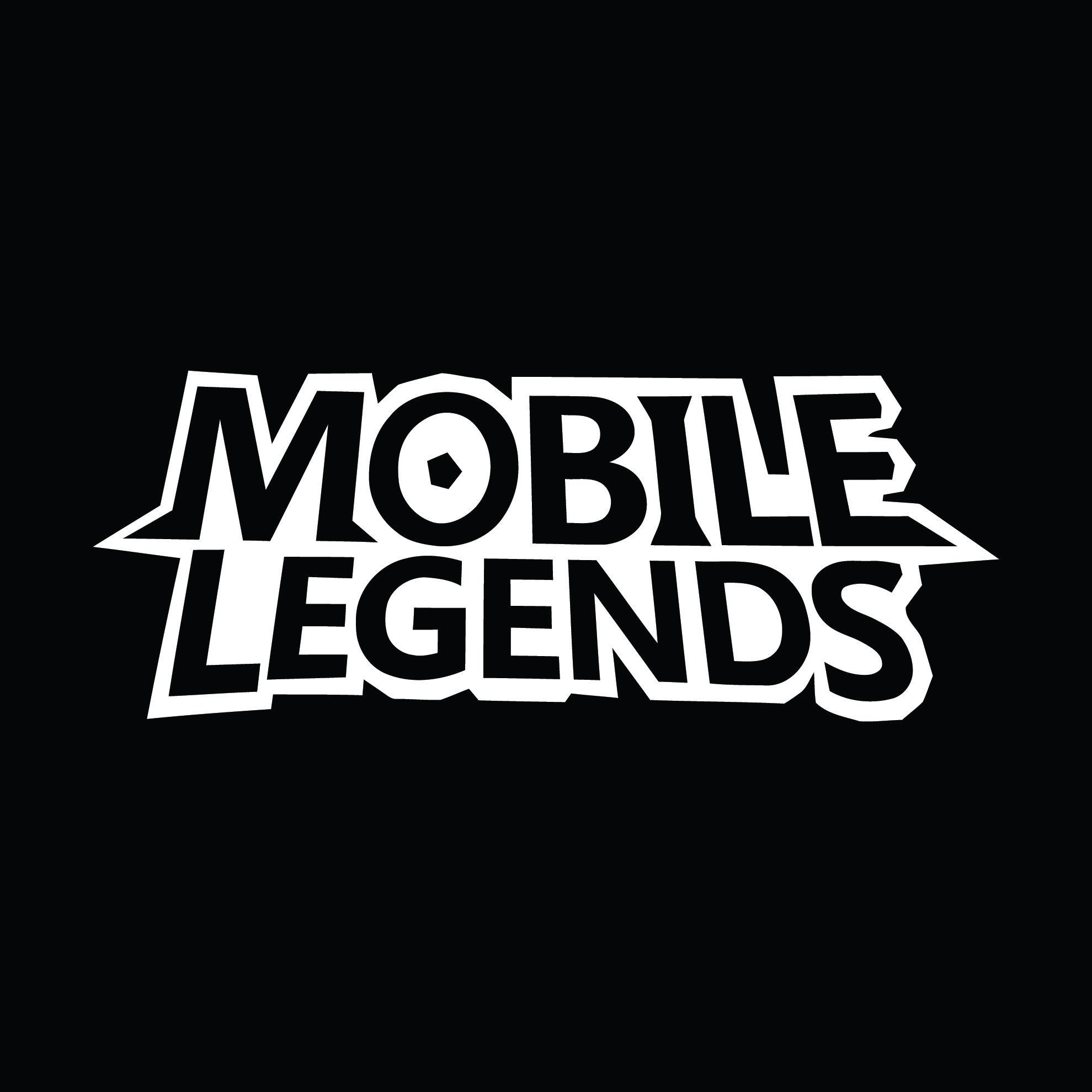 mobile legends logo 桌布 壁紙 — 純黑色背景上帶有鋸齒邊緣和星爆設計的粗體白色「Mobile Legends」標誌。