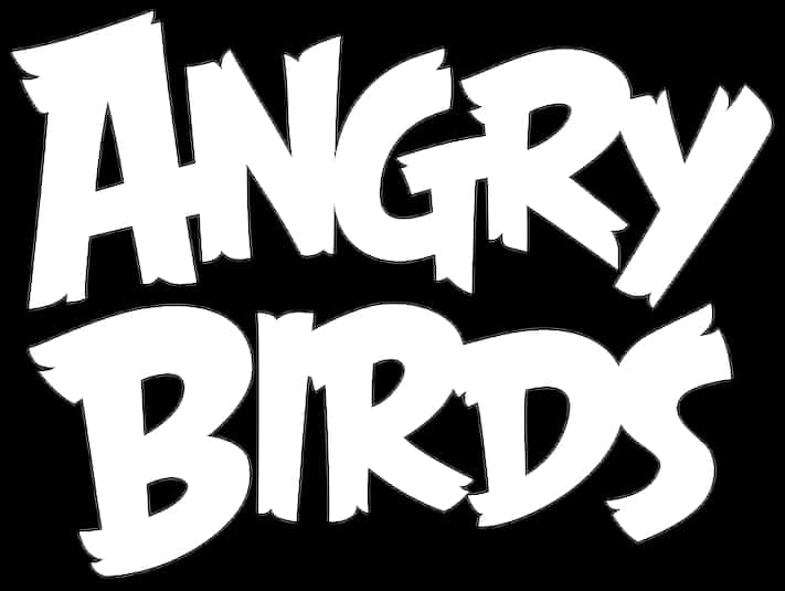 遊戲 桌布 壁紙 — 純黑色背景上帶有鋸齒邊緣的粗體白色「ANGRY BIRDS」標誌。
