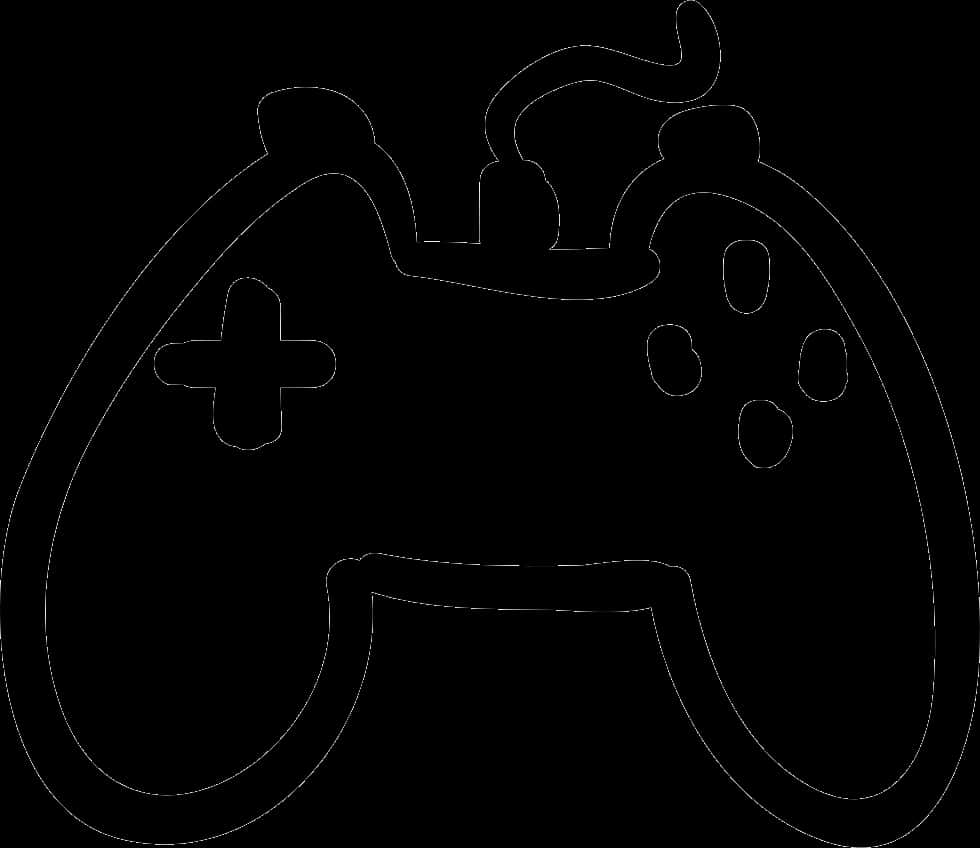 Game Icon 桌布 壁紙 — 純黑色背景上的一個極簡白色輪廓的電子遊戲控制器。
