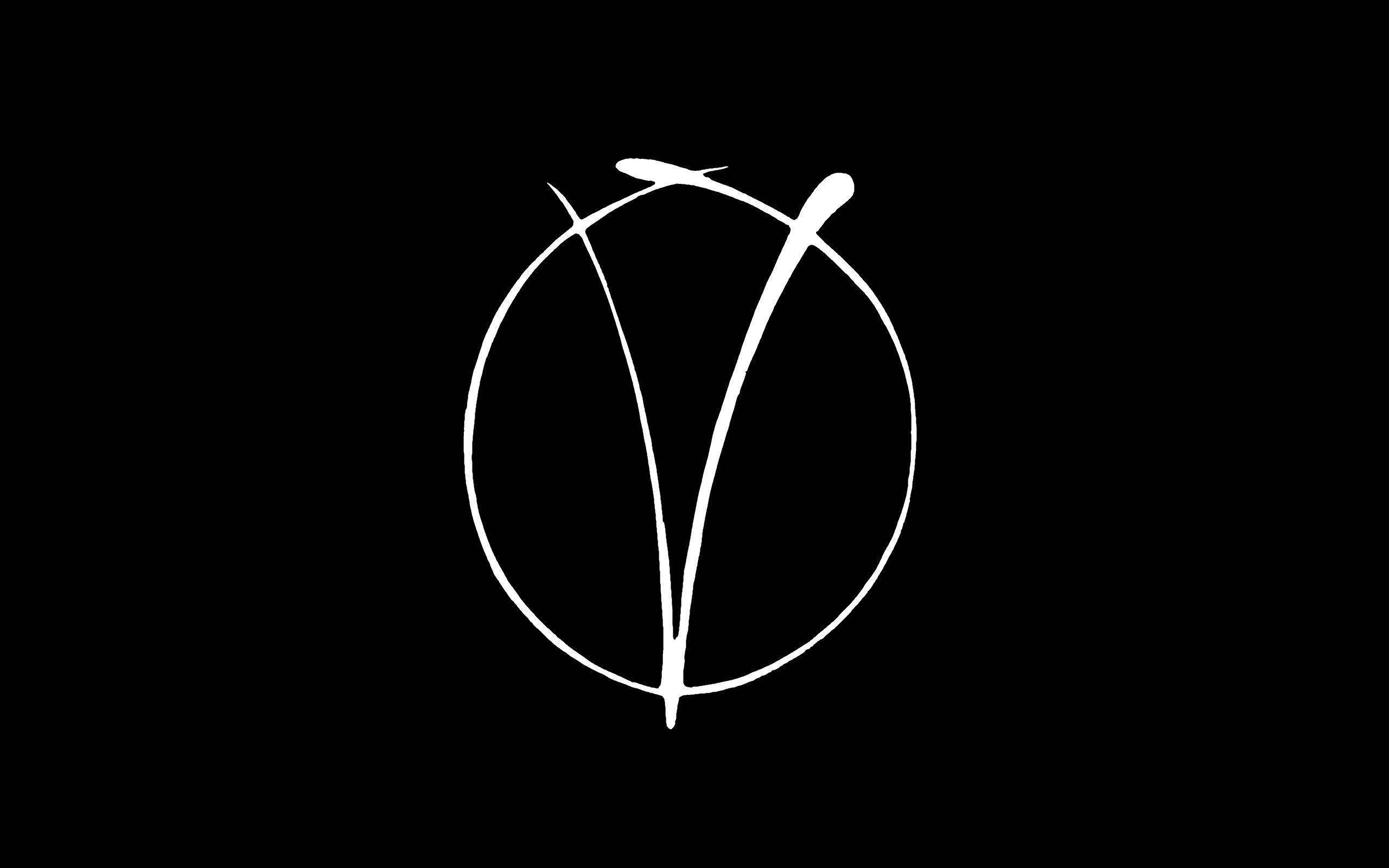 v 桌布 壁紙 — 純黑色背景上的極簡白色抽象葉子素描。