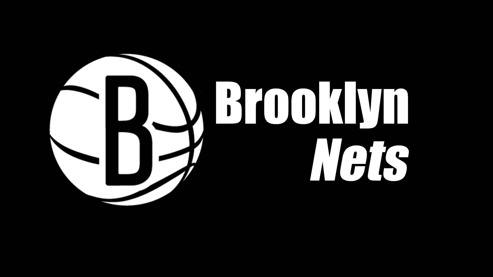 Brooklyn 桌布 壁紙 — 純黑色背景上的白色布魯克林籃網標誌和文字。
