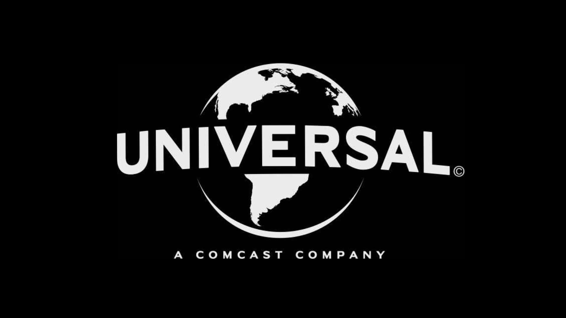 Universal 桌布 壁紙 — 純黑色背景上的白色環球影業標誌，帶有地球儀和文字。