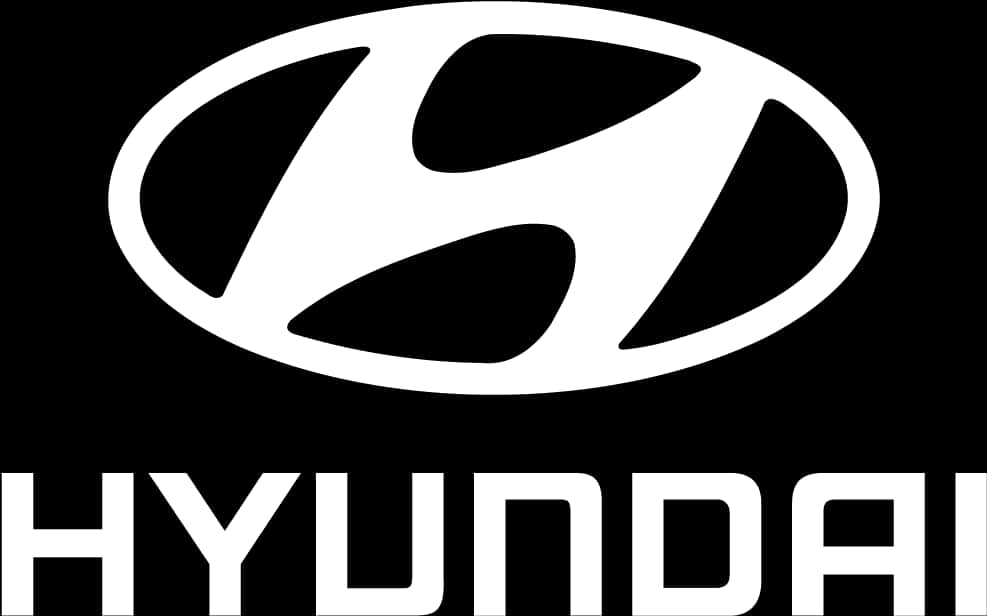 Hyundai Logo 桌布 壁紙 — 純黑色背景上的粗體白色Hyundai標誌和文字，極簡企業品牌形象。