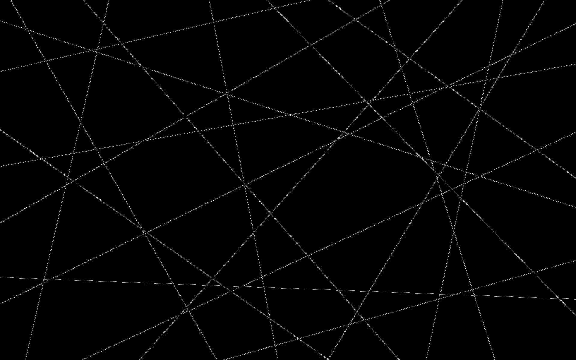 Minimalist HD Geometric Desktop 桌布 壁紙 — 純黑色背景上相交的白色虛線的極簡抽象圖案。